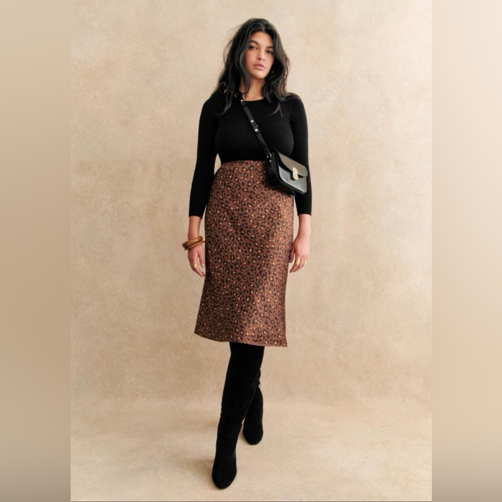 Sézane Sandy Skirt in Mini Leopard, Size 38 FR